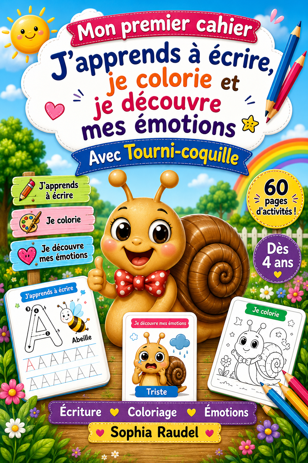 Mon premier cahier d'activité j 'apprends à écrire, je colorie et je découvre mes émotions!